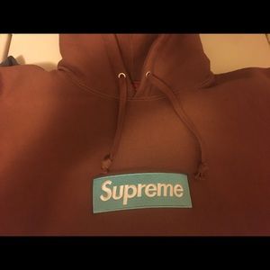 Supreme FW17 Rust w/Teal Box Logo Hoodie